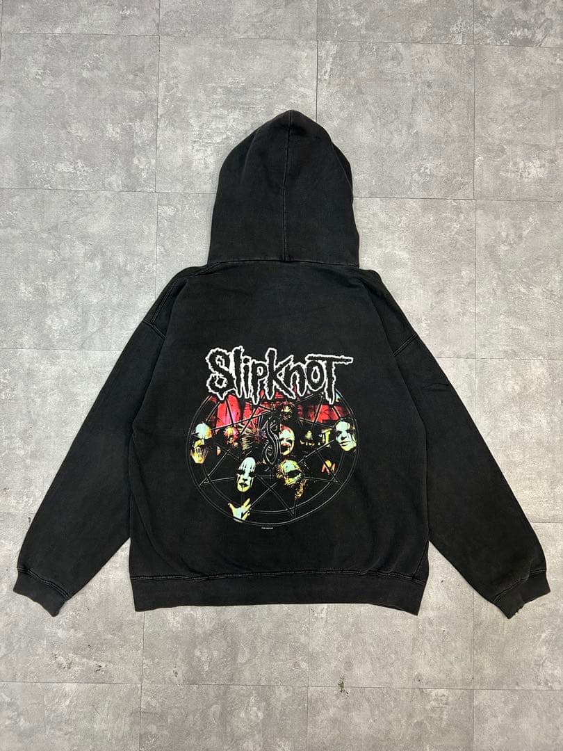 00s Slip Knot スリップノット パーカー フェード 両面プリント短丈