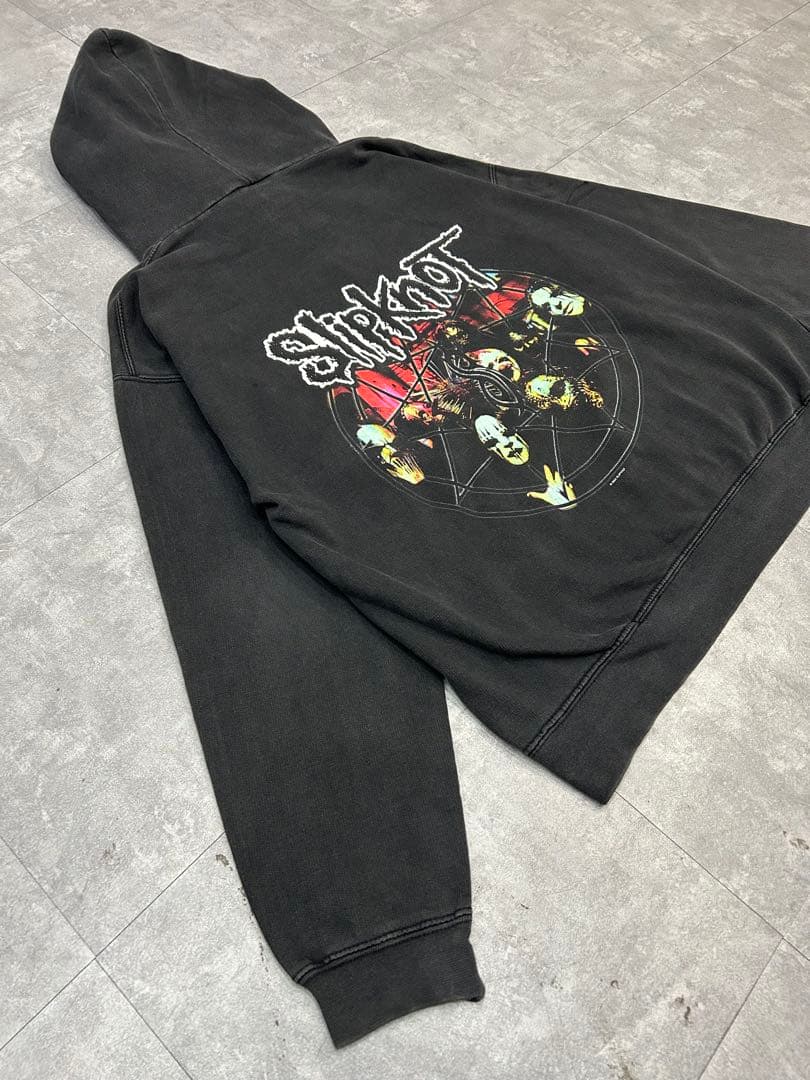 00s Slip Knot スリップノット パーカー フェード 両面プリント短丈