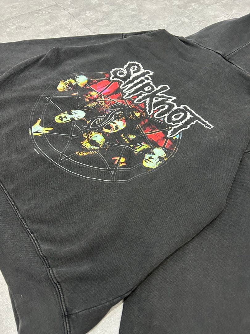 00s Slip Knot スリップノット パーカー フェード 両面プリント短丈