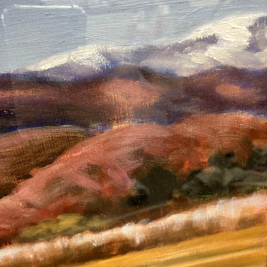 油彩画 風景画 サイン有 額縁入り 雪山 湖畔 冬の景色 自然 昭和レトロ