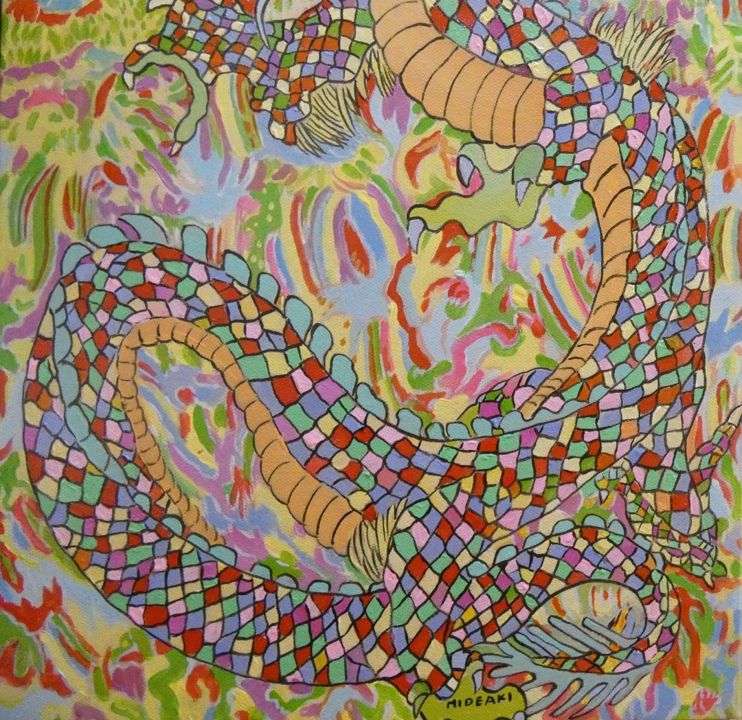 絵画 油彩 ジミー大西「龍」 サイン 額装済み 肉筆手描き M10