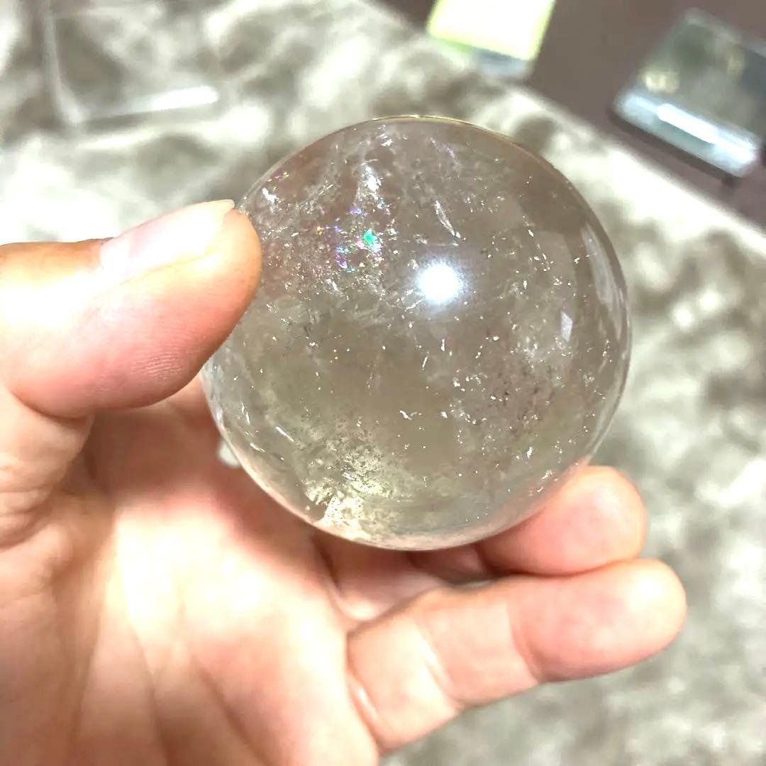 超希少✨虹入り大玉レムリアンシードスモーキー285g　スフィア　丸玉