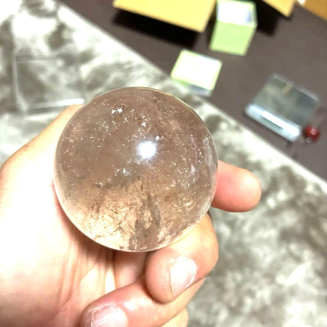 超希少✨虹入り大玉レムリアンシードスモーキー285g　スフィア　丸玉