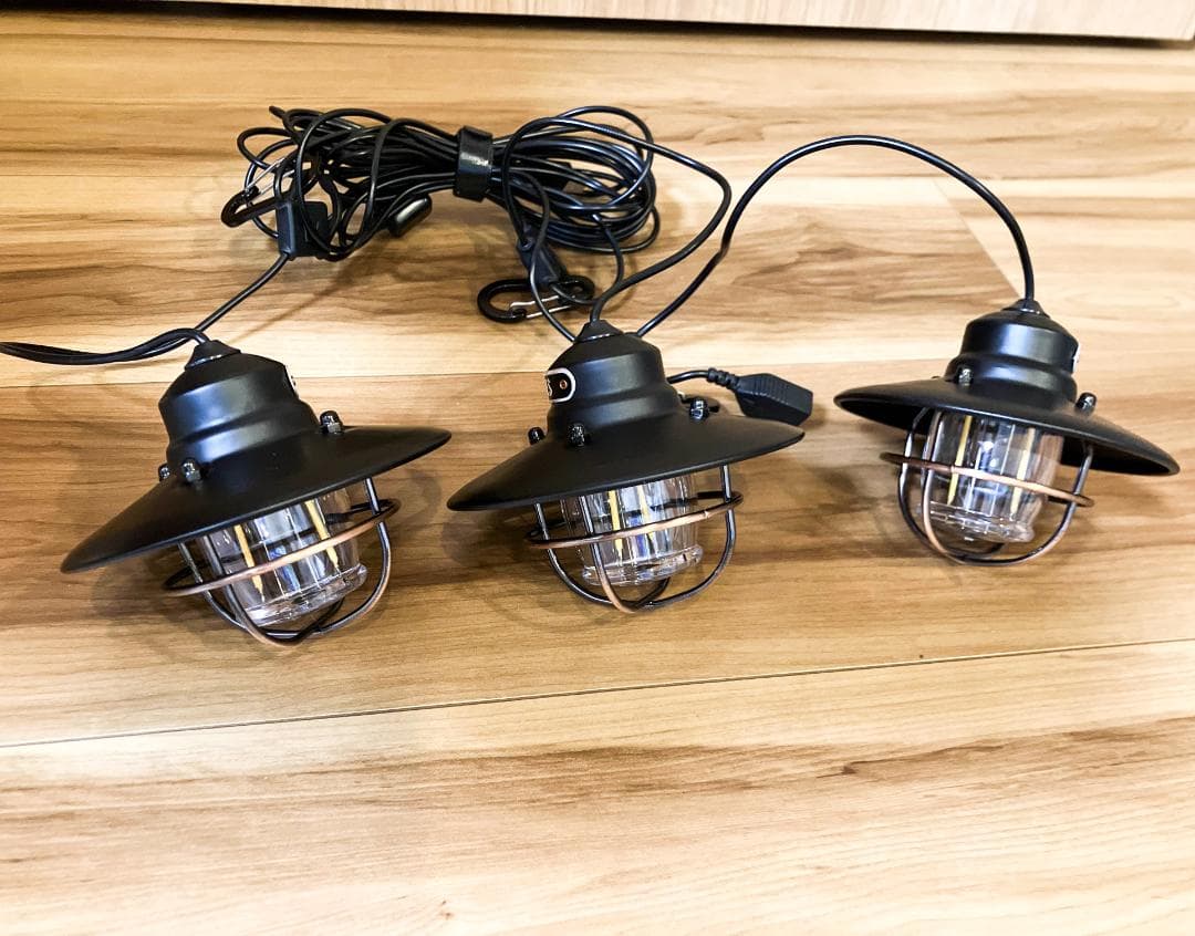 ベアボーンズ 3連　エジソン ストリングライトLED ブラック【極美品】