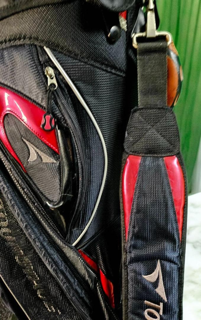 送料無料/美品　TourStage キャディバッグ BLACKｘRED