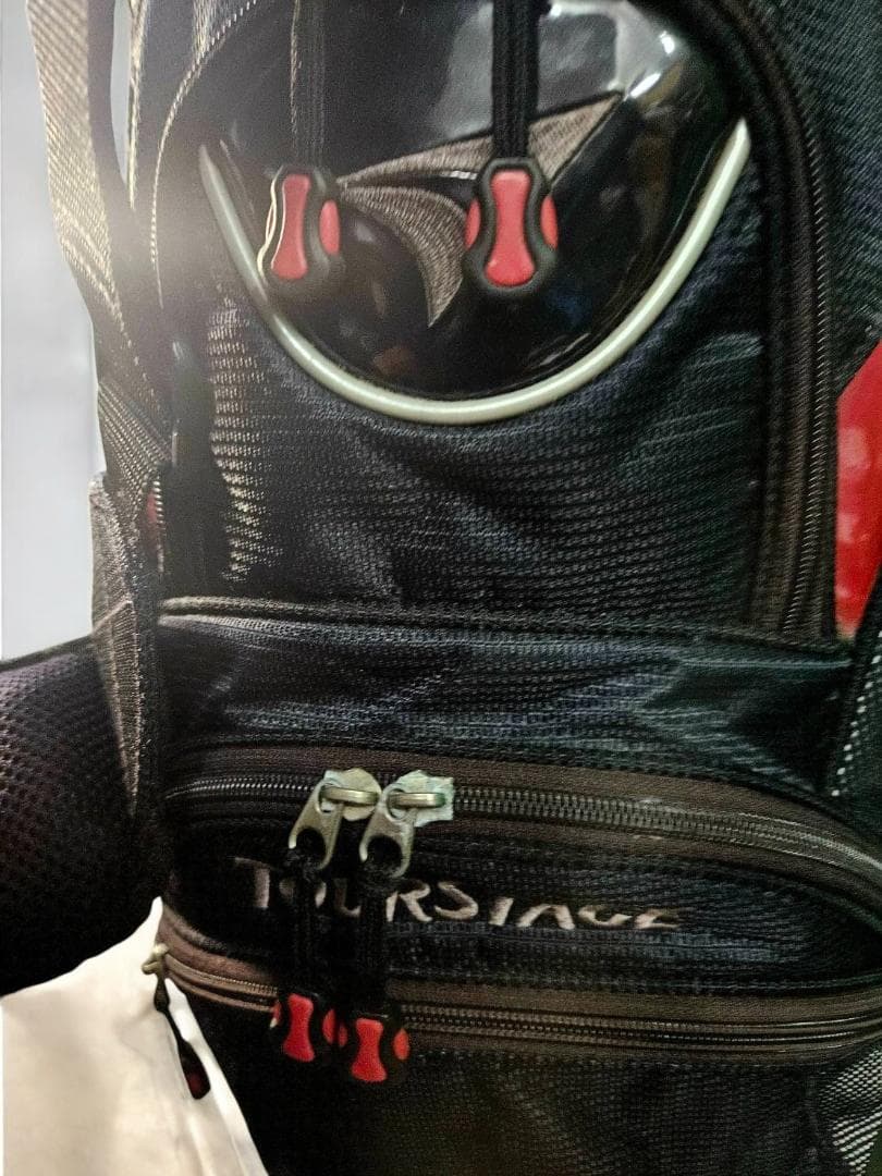 送料無料/美品　TourStage キャディバッグ BLACKｘRED