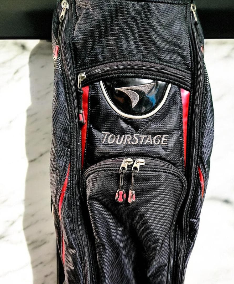 送料無料/美品　TourStage キャディバッグ BLACKｘRED