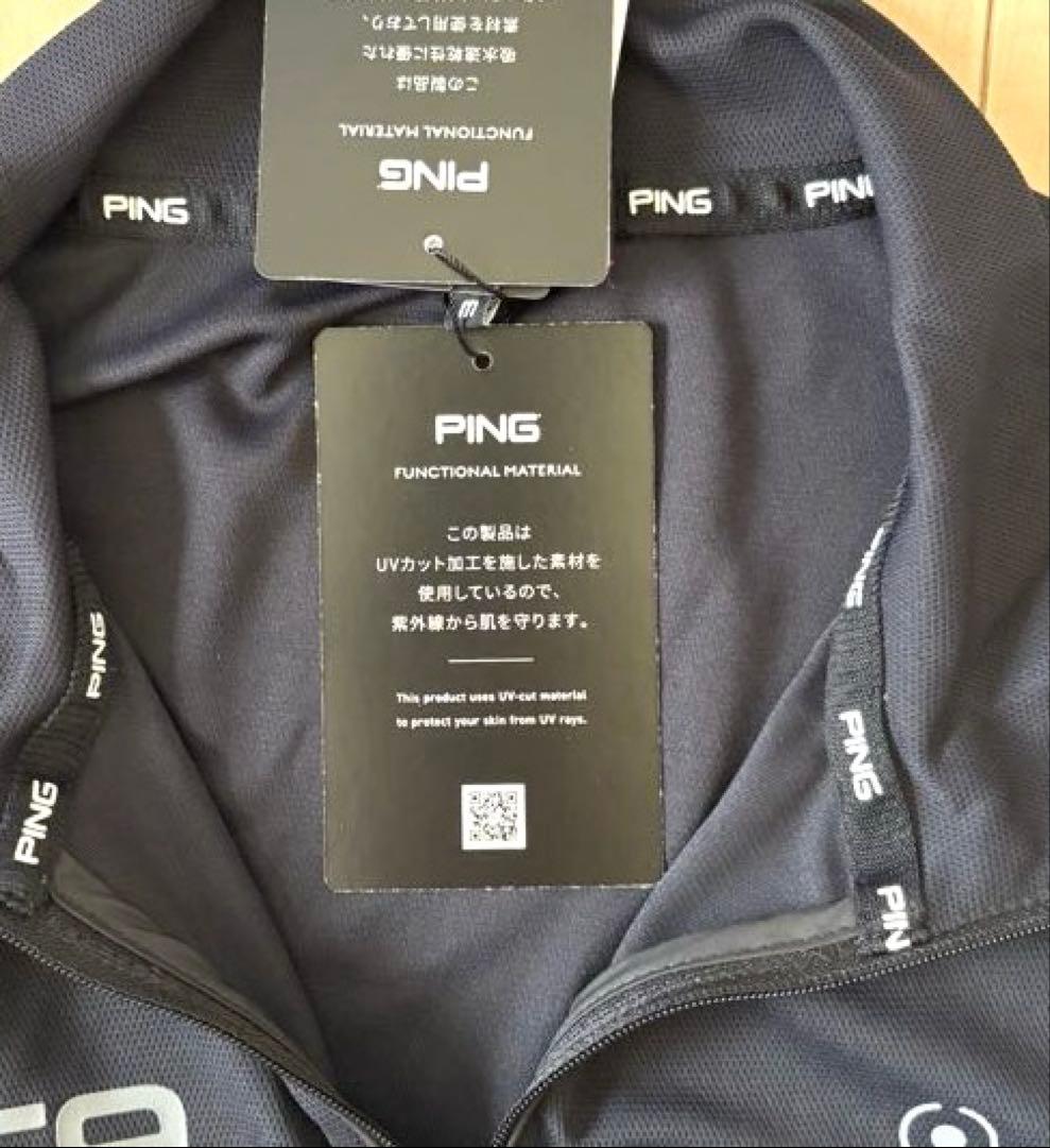 【新品/未着用】PING ピン ハーフジップ ハイネック長袖シャツ 黒