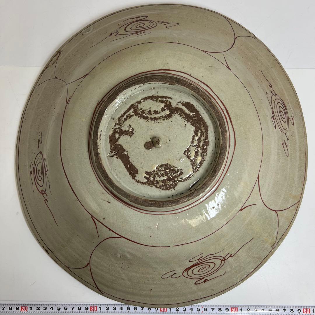 江戸後期 西浦焼 極上手呉州赤絵大皿 東キ8-0206☆2F タサコサ