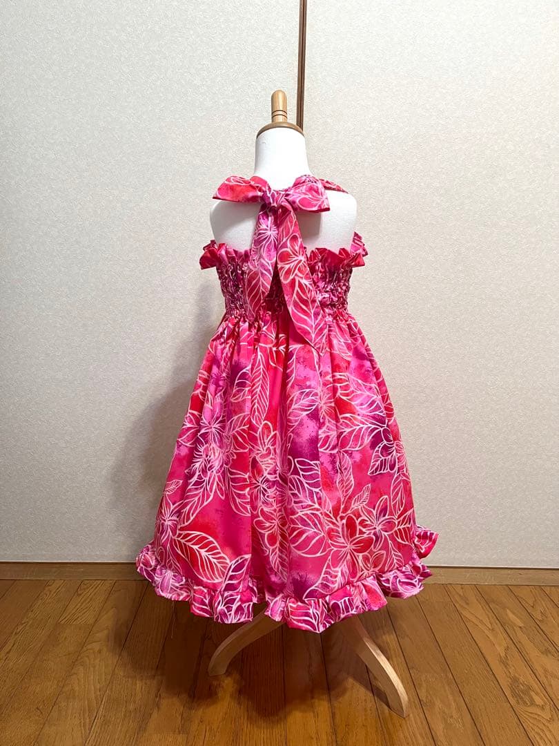 ケイキ ワンピース ドレス チェリーピンク×プルメリア 130