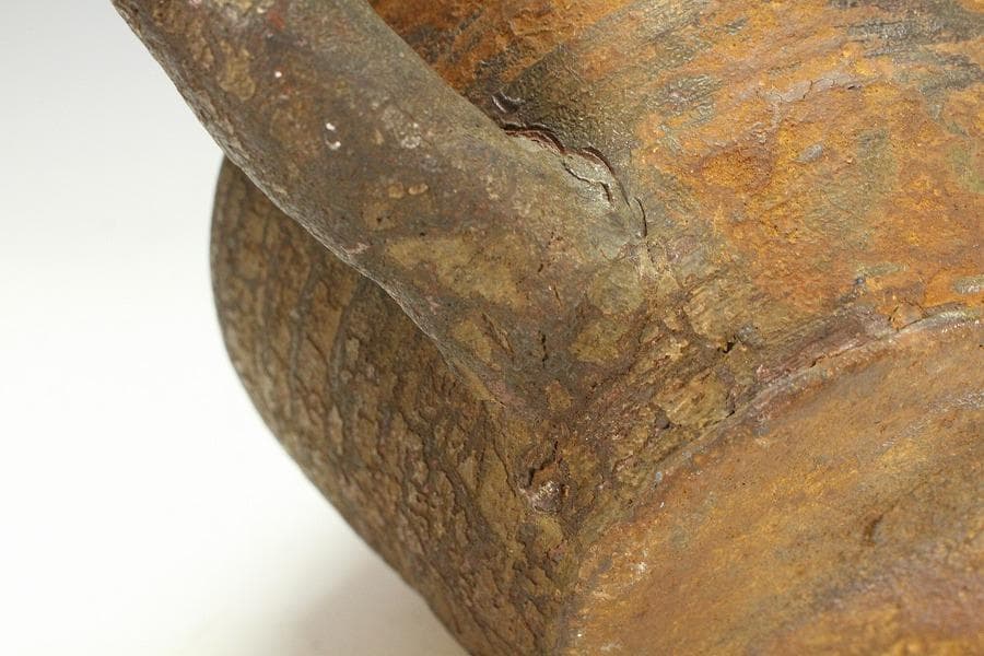 茶道具 南蛮 水指 時代 二重箱 旧家蔵出 送料無料(K-XA847)