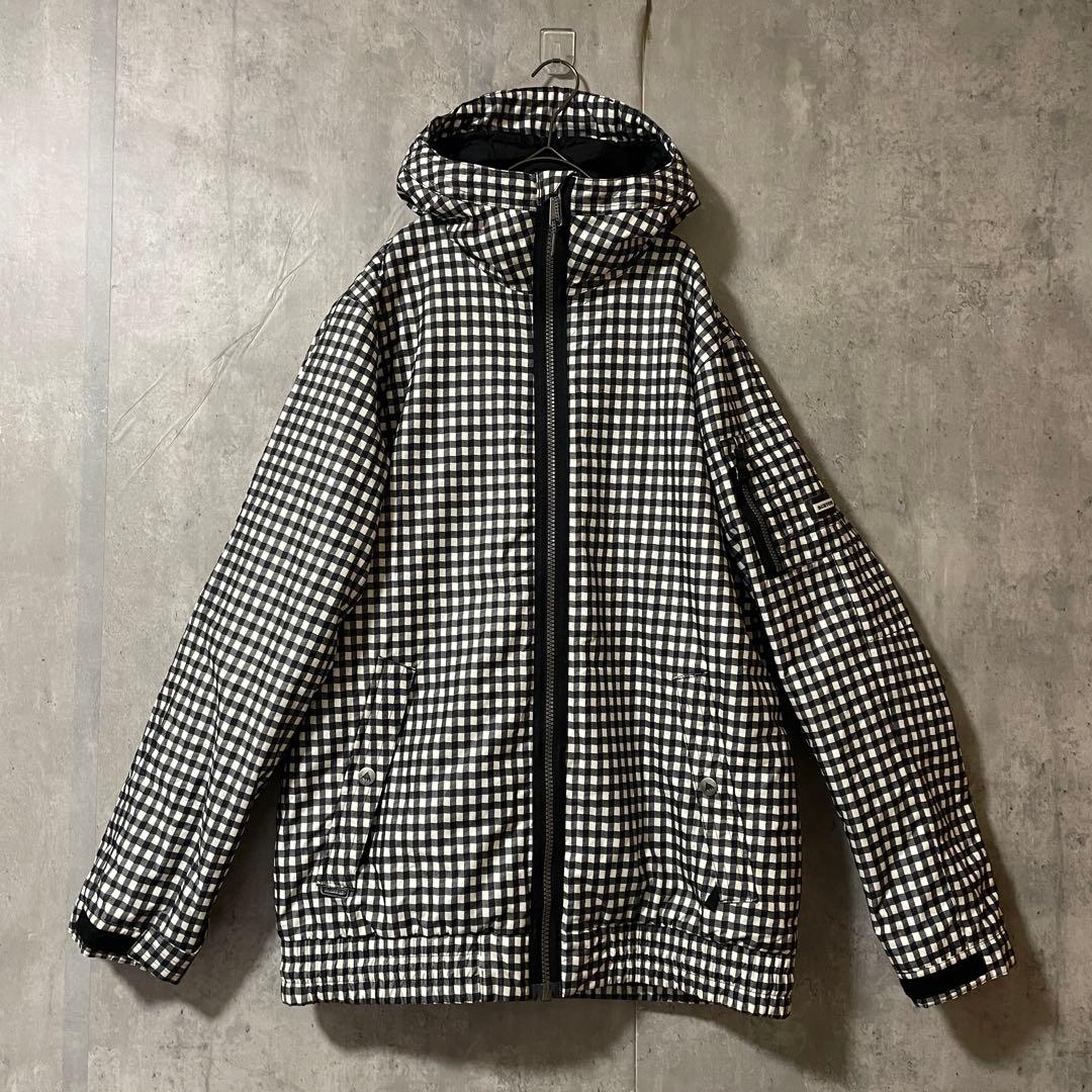 Burtonバートンスキーウェアスノーボードジャケットパーカーチェック柄黒白希少