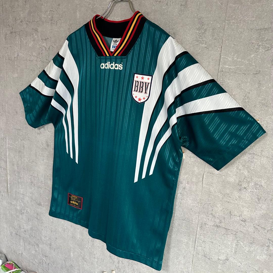 90s adidas BBV サッカーシャツ ティール　メンズ　L相当