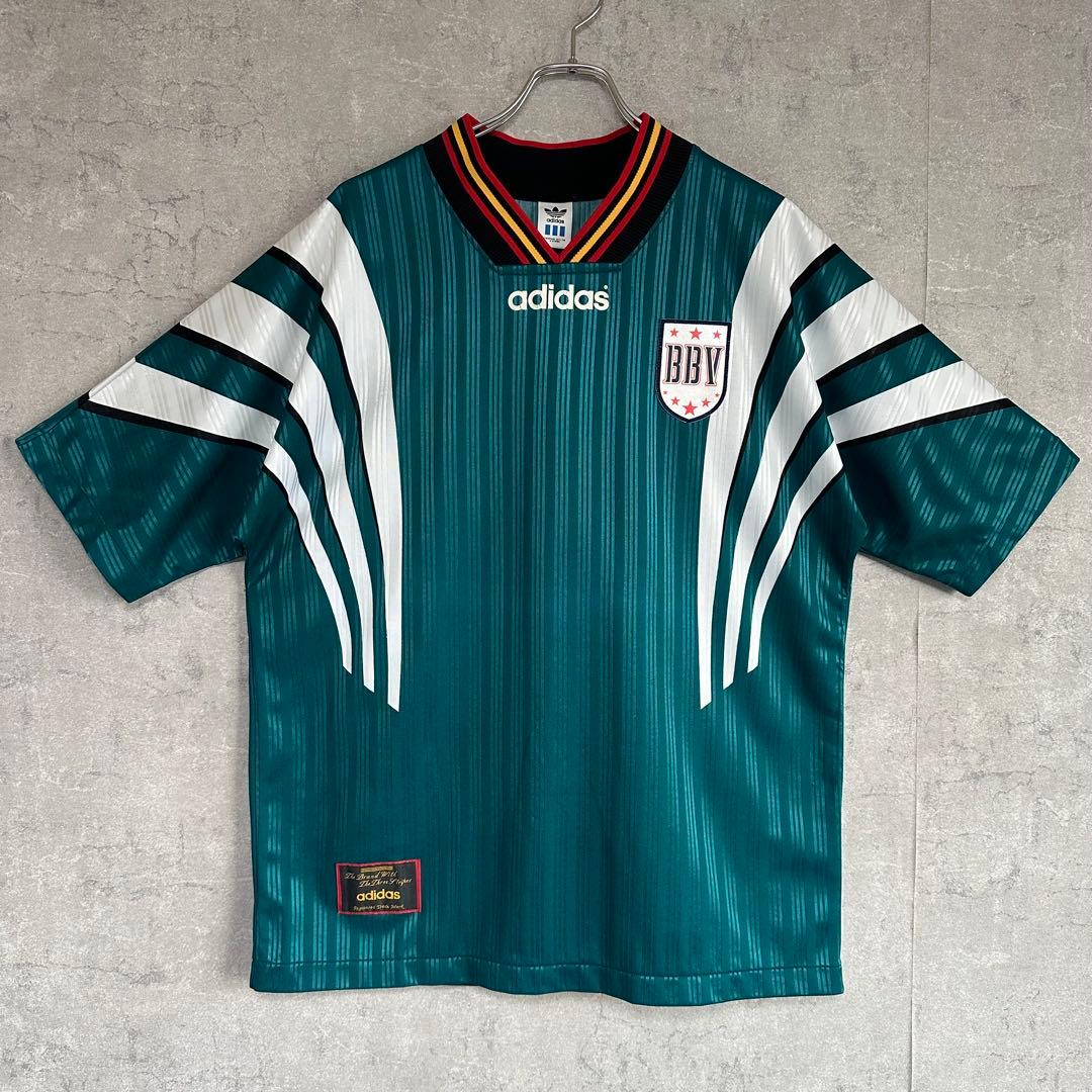 90s adidas BBV サッカーシャツ ティール　メンズ　L相当