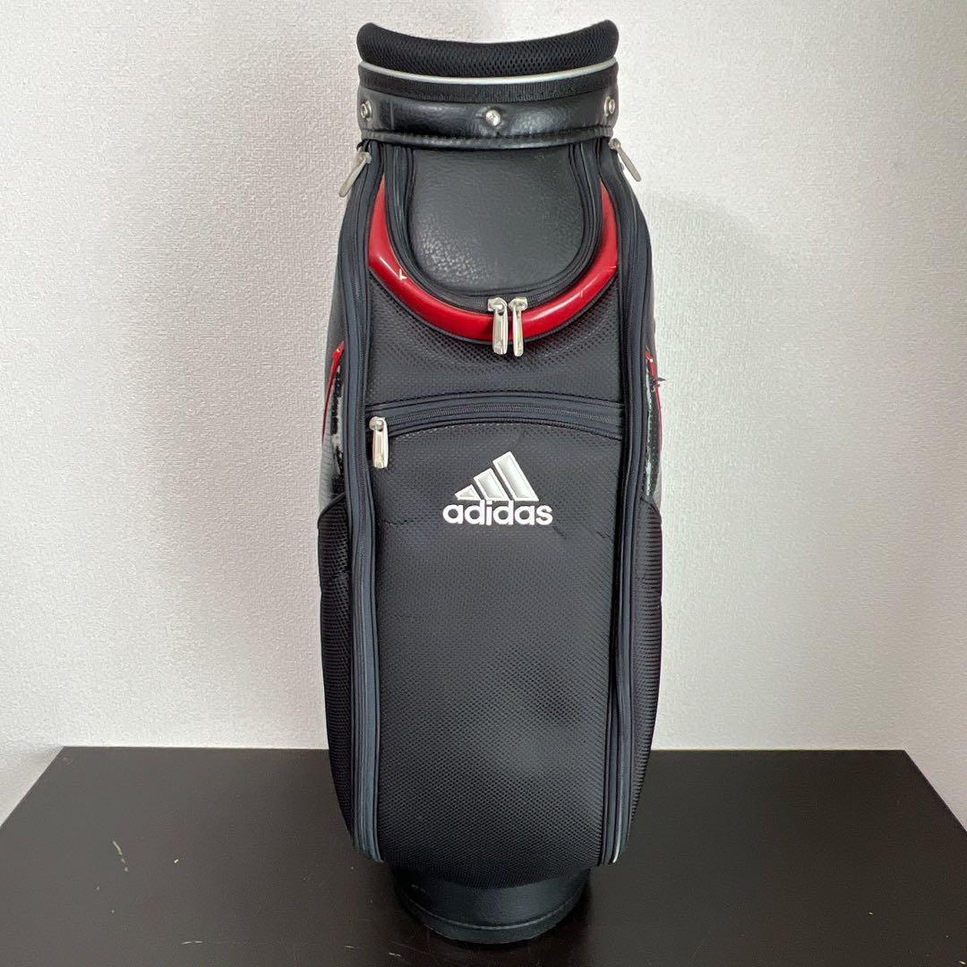 アディダス ゴルフ キャディバッグ 9型 5分割 ブラック×レッド adidas