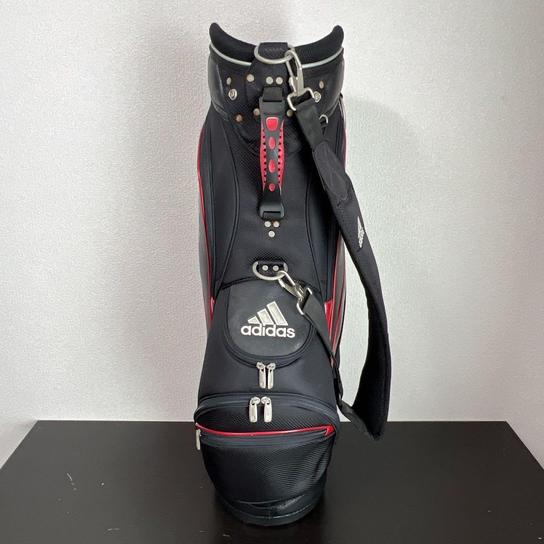 アディダス ゴルフ キャディバッグ 9型 5分割 ブラック×レッド adidas