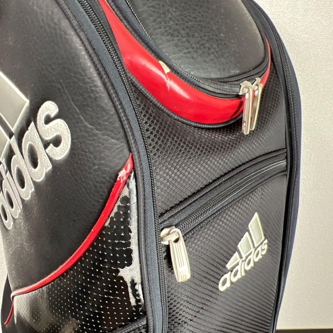 アディダス ゴルフ キャディバッグ 9型 5分割 ブラック×レッド adidas