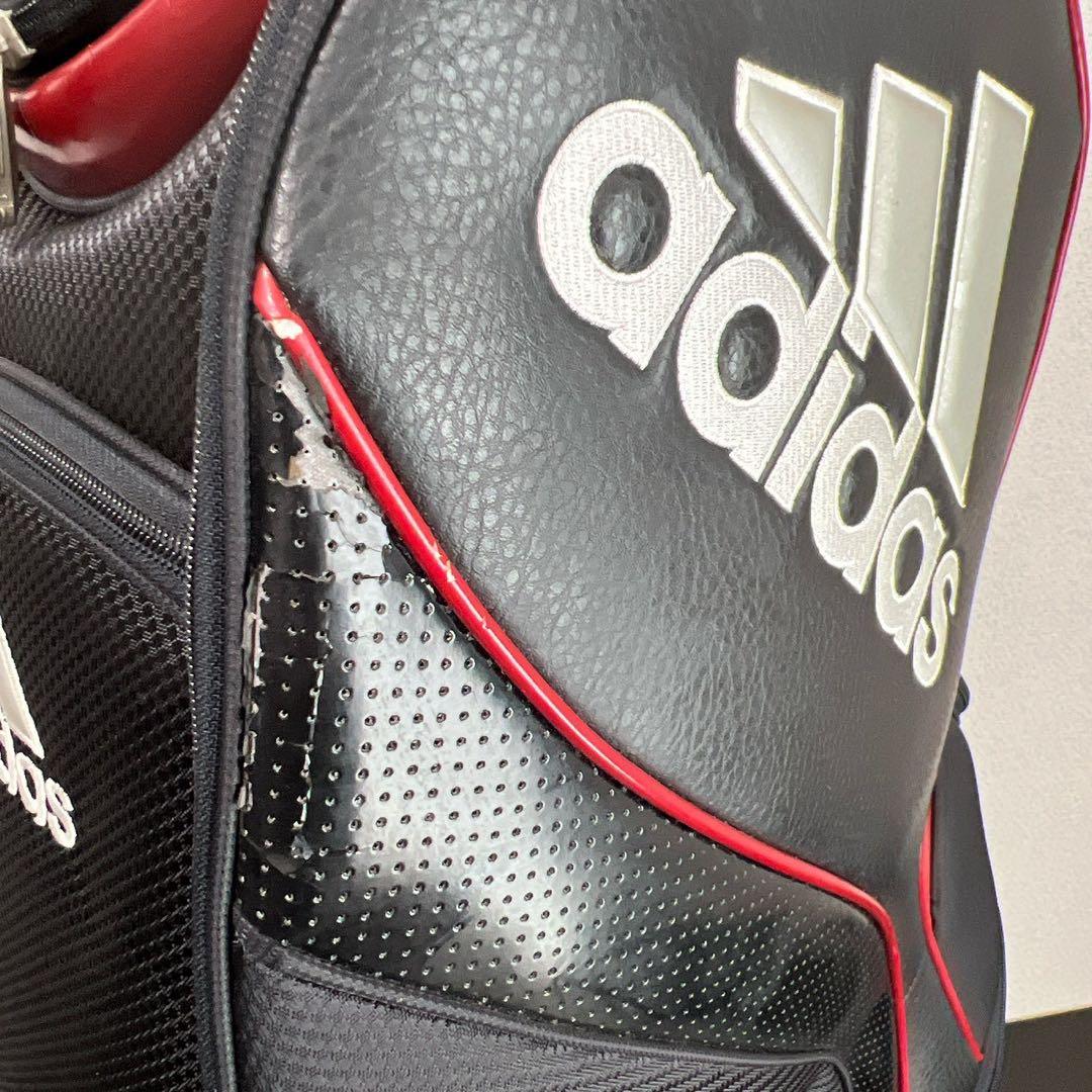 アディダス ゴルフ キャディバッグ 9型 5分割 ブラック×レッド adidas