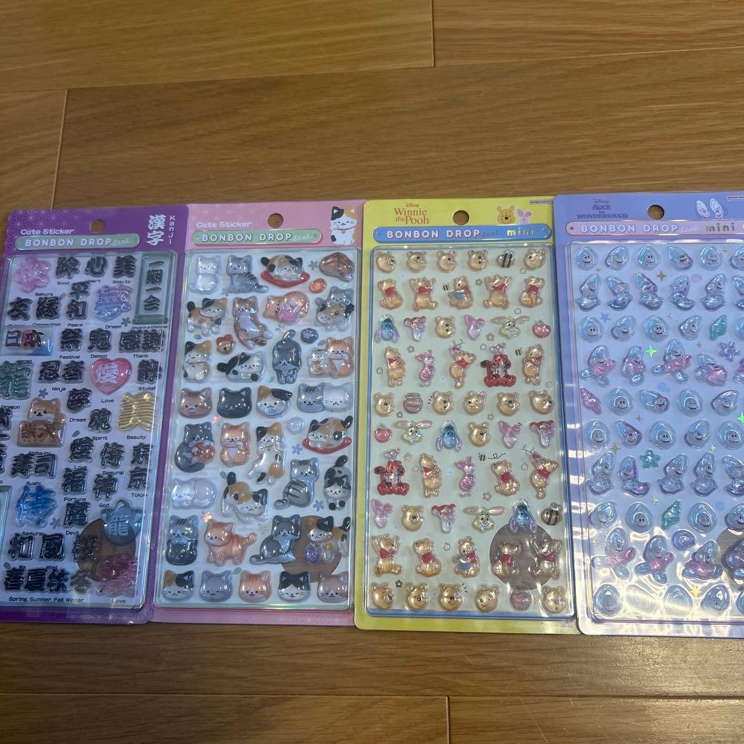 正規品ボンボンドロップシール和柄ディズニースヌーピーラブブ立体シール12枚セット