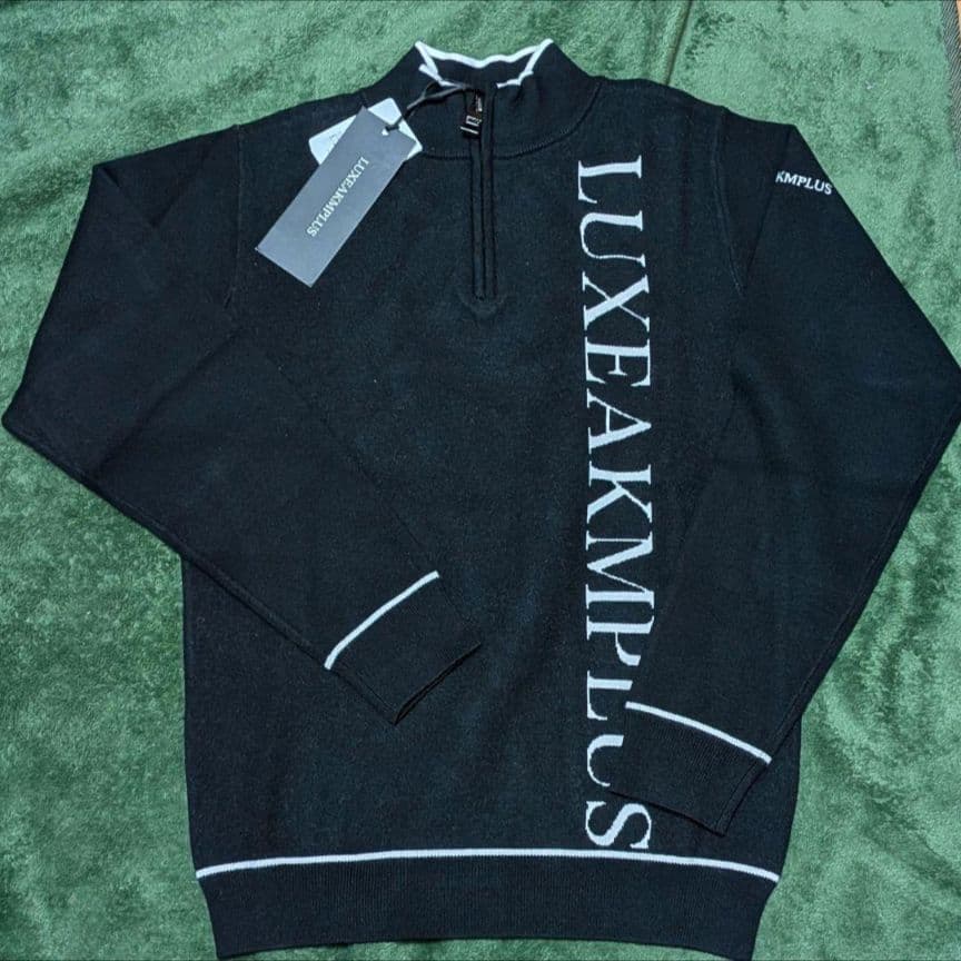 【新品】LUXEAKMPLUS ハーフジップモックネックニット Lサイズ