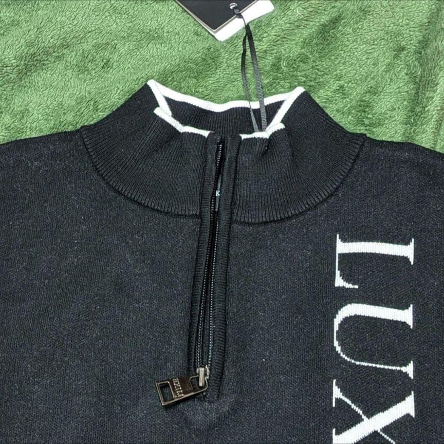 【新品】LUXEAKMPLUS ハーフジップモックネックニット Lサイズ