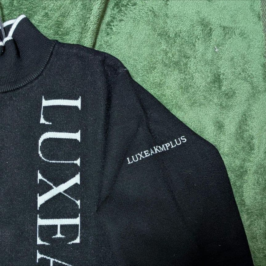 【新品】LUXEAKMPLUS ハーフジップモックネックニット Lサイズ
