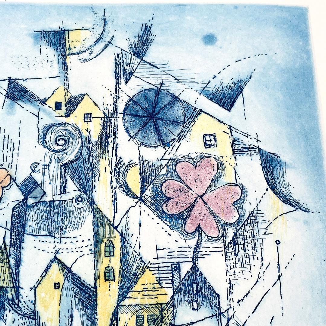 真作保証 渡会純价『4月のぬさまい橋』銅版画 直筆サイン 希少作 R8SC78