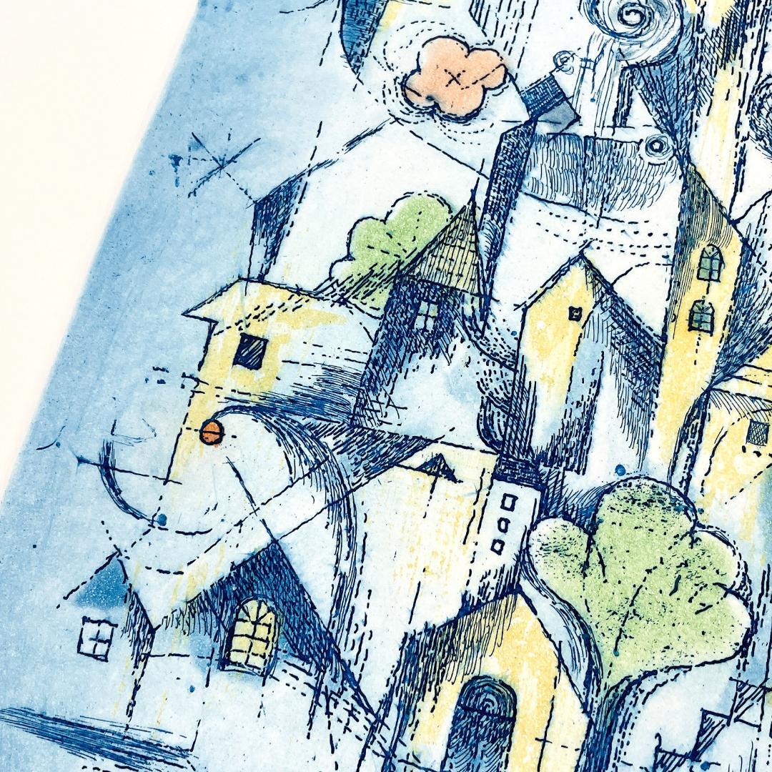 真作保証 渡会純价『4月のぬさまい橋』銅版画 直筆サイン 希少作 R8SC78
