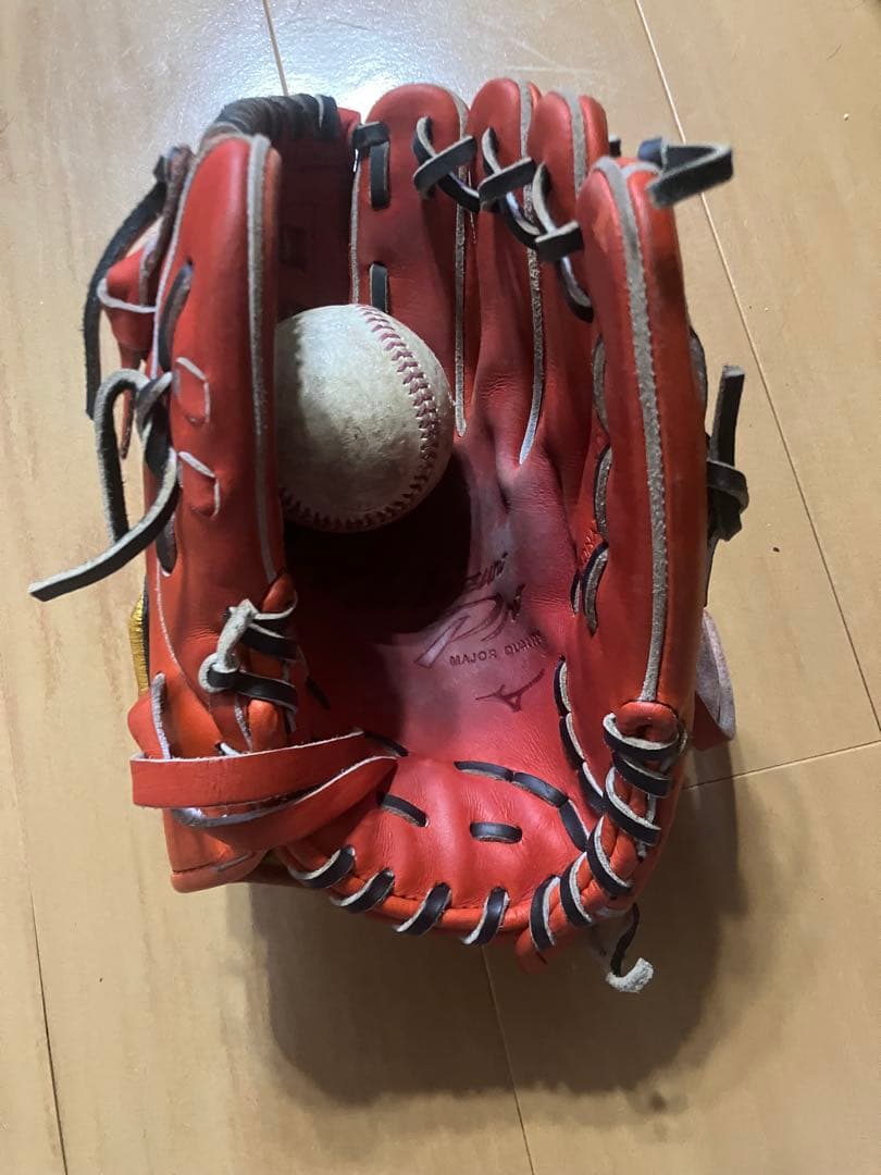 ミズノプロ硬式野球グローブ 赤