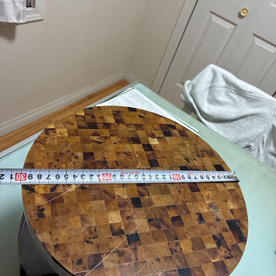 木製円形テーブル 金色装飾　花台　椅子　ハンドメイド