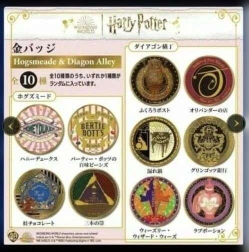 11000円→7500円！Harry Potter金バッジ☆24金メッキ 10種