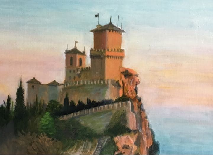 油絵「天空の城」F6号