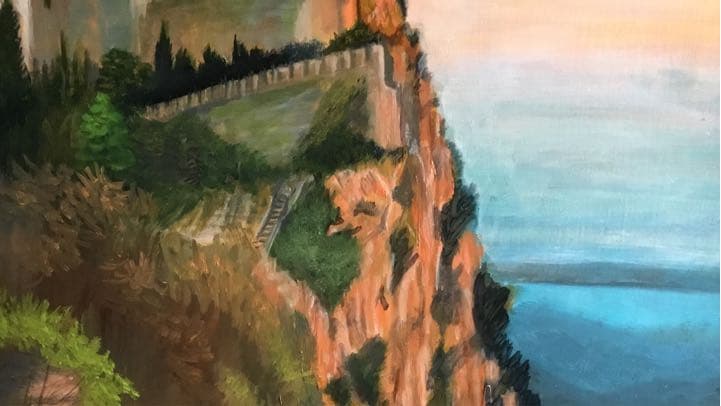 油絵「天空の城」F6号