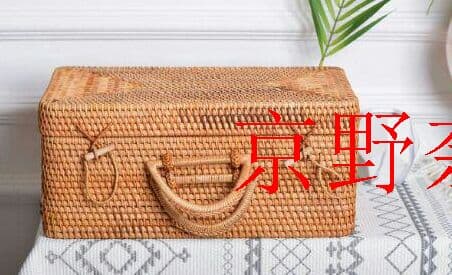 手作り秋藤箱収納純超大箱四角い藤編み旅行かご京野奈伊出品h