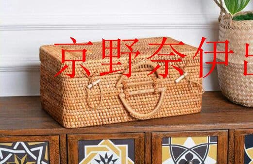 手作り秋藤箱収納純超大箱四角い藤編み旅行かご京野奈伊出品h