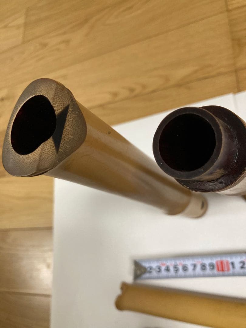 尺八 竹製 5穴　約５４.５ｃｍと４９ｃｍ２本セット 49ｃｍツナキ部調整要