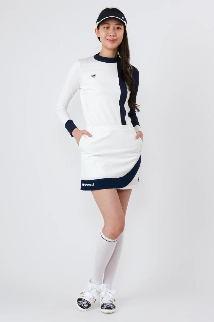 エムユースポーツ(M・U SPORTS) バイカラーラップ風スカート WHT38
