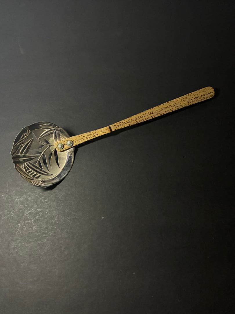 銀製 竹柄 花透かし シルバースプーン 2点 純銀 銀器 和アンティーク