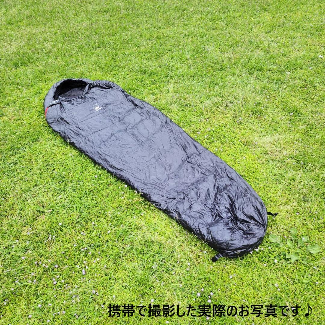 アウトドア　防水　グースダウン　マミー型 寝袋　シュラフ ブラック　400g