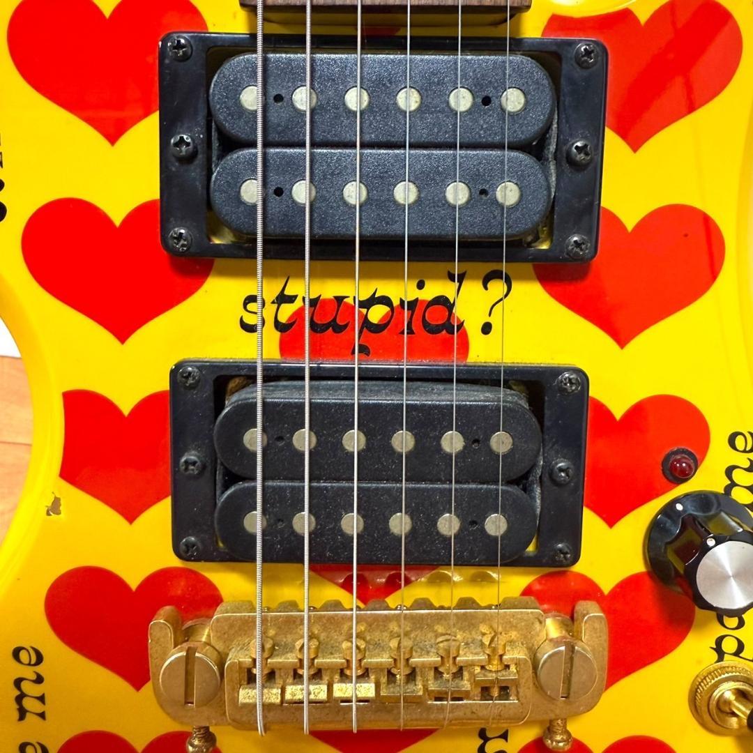 希少品 BURNY イエローハート YH-JR hideモデル ミニエレキギター