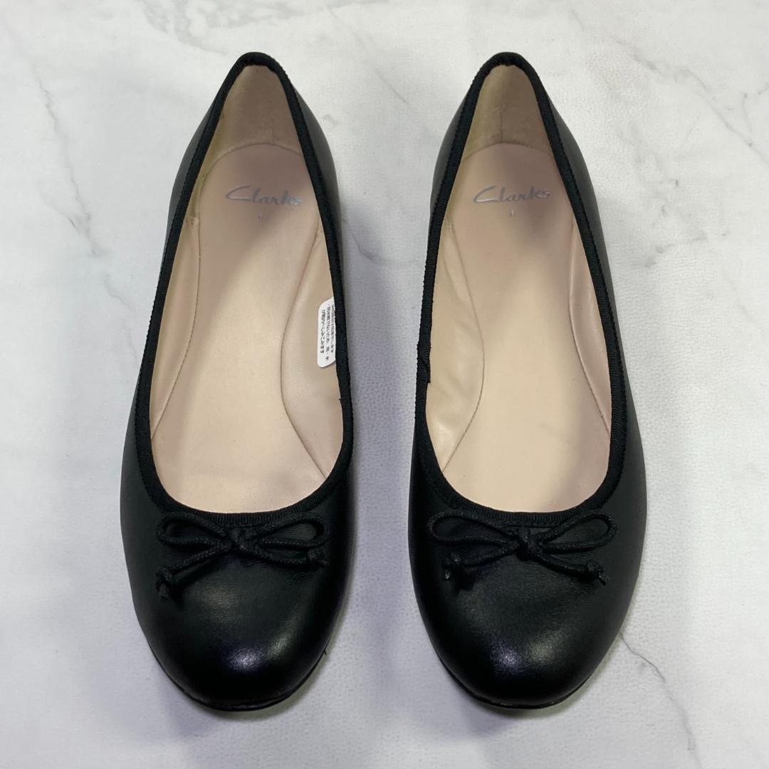 【美品】Clarks カルーゼルライド バレエシューズ 25㎝ ブラックレザー