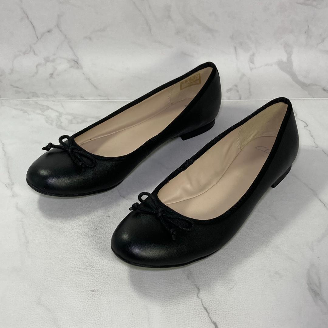 【美品】Clarks カルーゼルライド バレエシューズ 25㎝ ブラックレザー