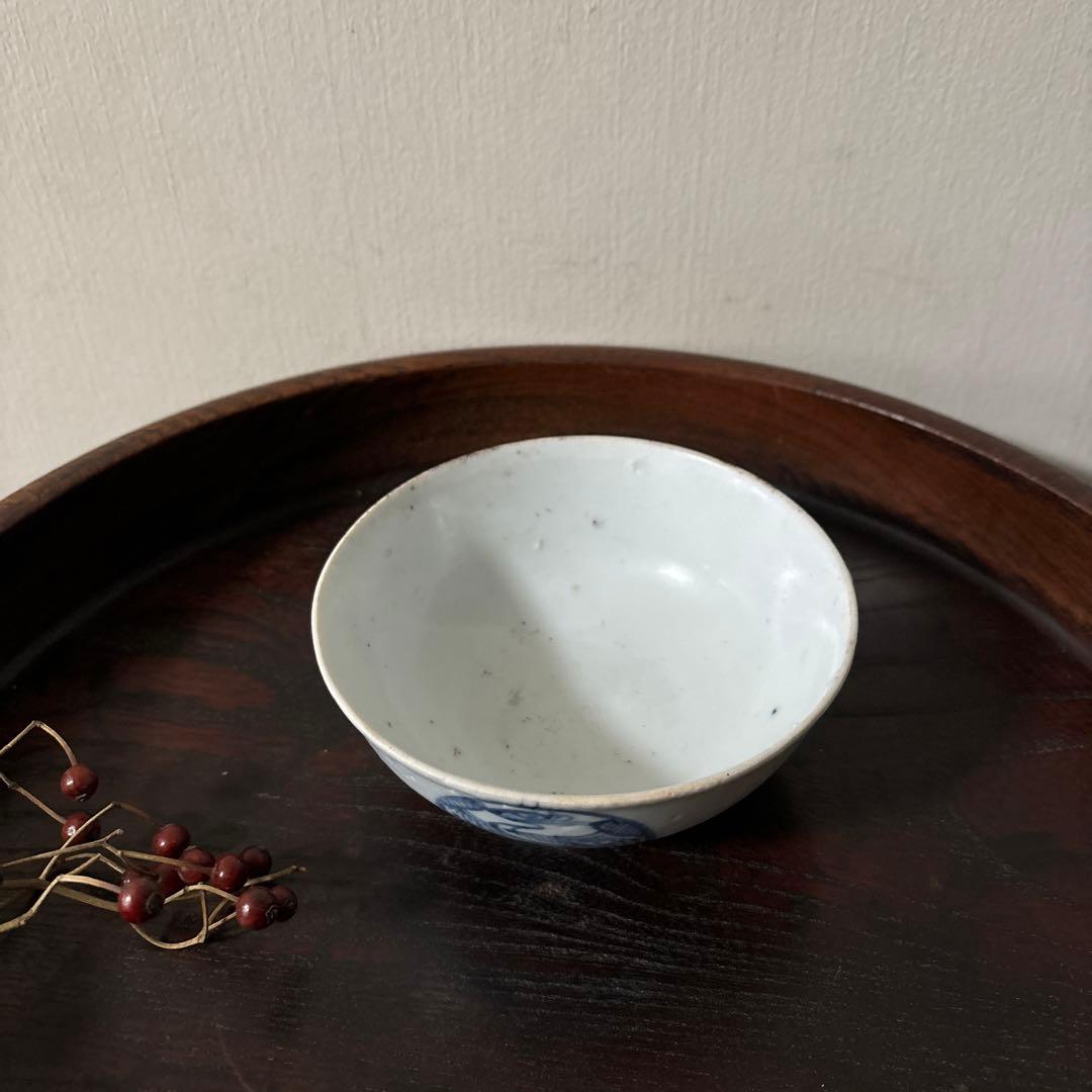 古伊万里丸文染付　茶碗1点　湯呑み　くらわんか　江戸時代　白磁　検:白洲正子李朝