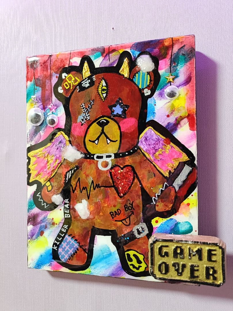 【一点物イラストアート】Killer Bear2【F0号】現代アート