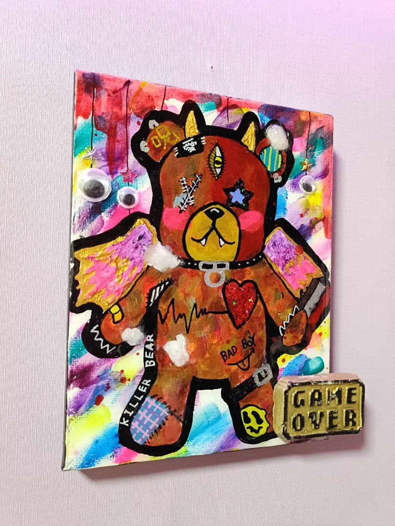 【一点物イラストアート】Killer Bear2【F0号】現代アート