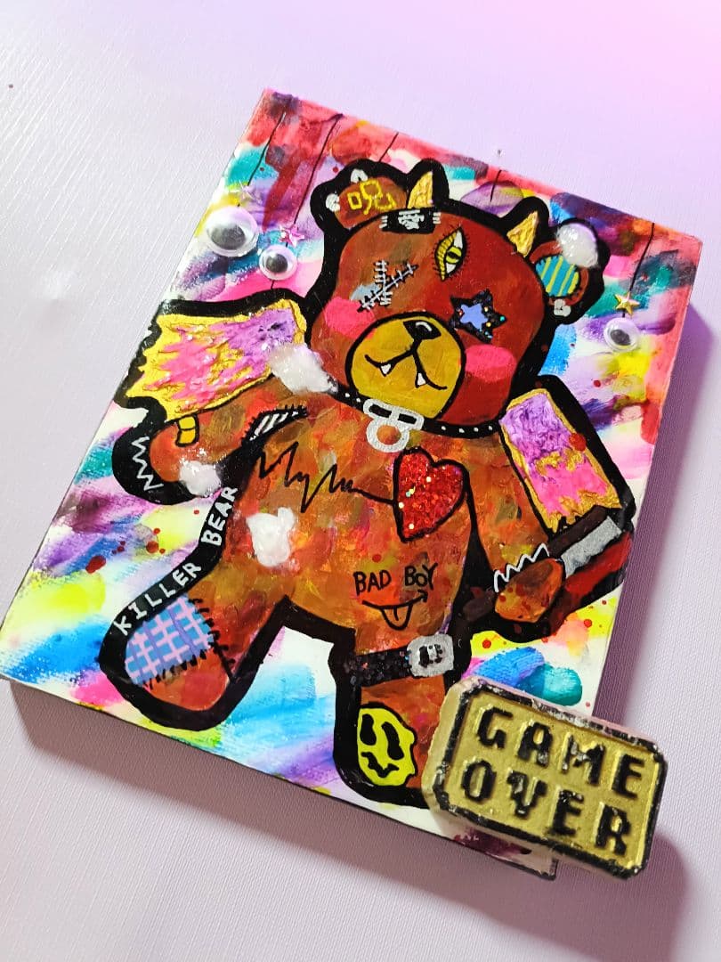 【一点物イラストアート】Killer Bear2【F0号】現代アート