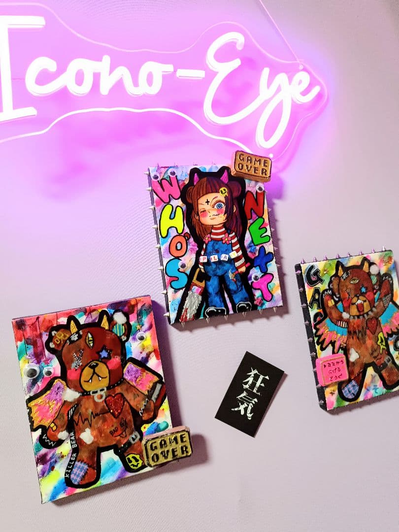 【一点物イラストアート】Killer Bear2【F0号】現代アート