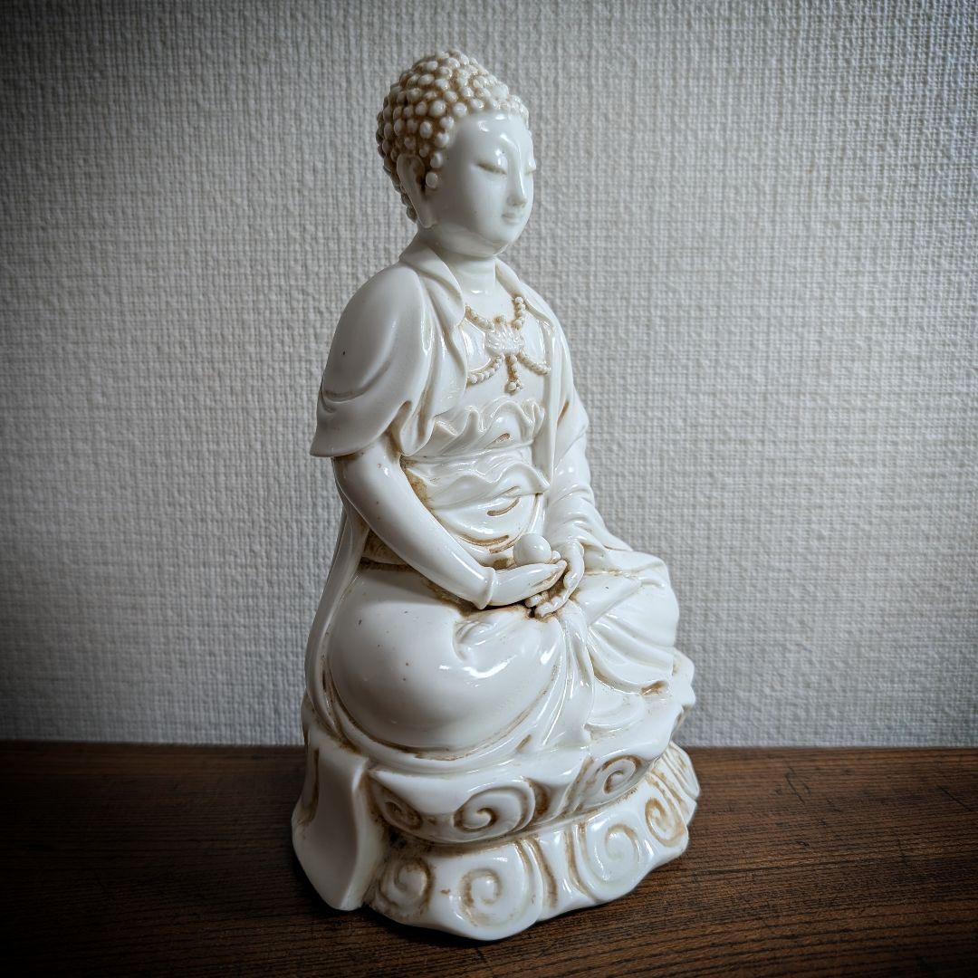 精工復刻 70-80s 中国白磁 釈迦如来坐像 18cm　徳化窯様式　美術工芸品