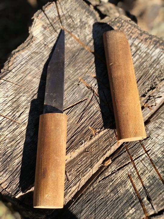 菊大竜 鞘付き 打ち刃物 小刀 青入