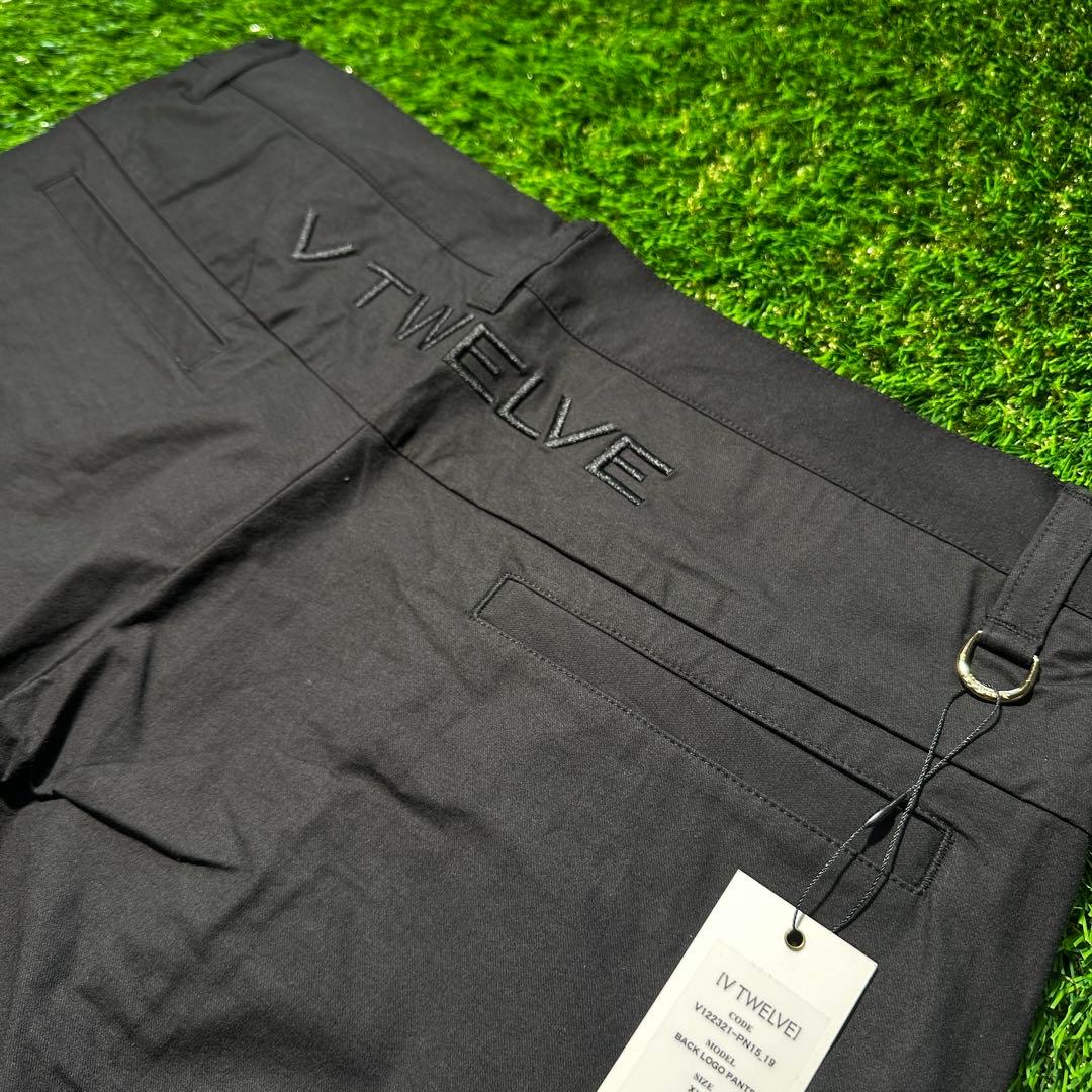 【XXLサイズ】新品タグ付V12 BACK LOGO PANTS 黒 ゴルフ